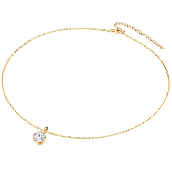 Set (necklace + stud earring) sterling silver yellow gold embellished with swarovski crystals® white Rafaela Donata