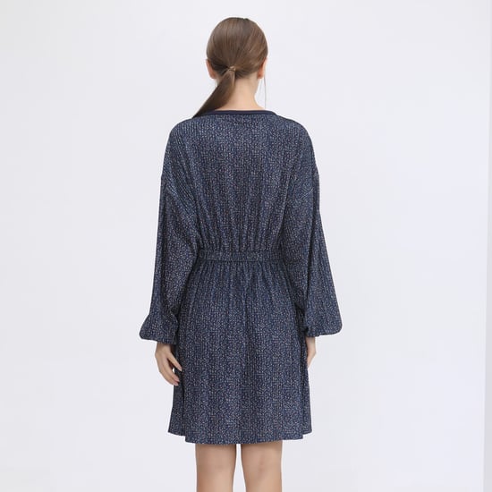 Tunic dress in velvet with lacing at the neckline and prints Liberty - Image 2