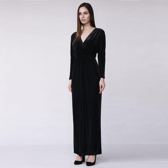 Textured velvet evening dress - Image 1