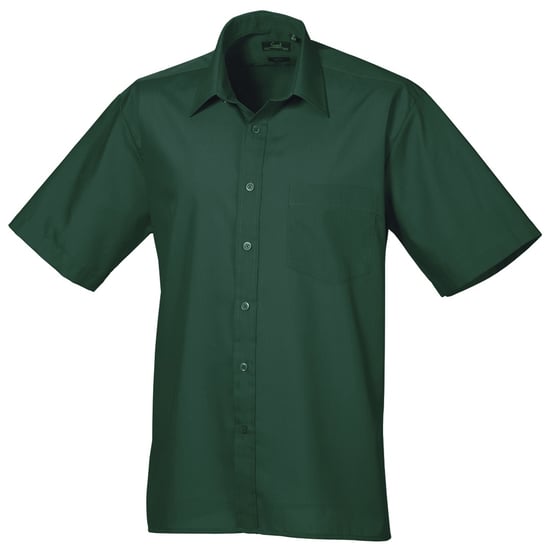 Premier Mens Short Sleeve Formal Poplin Plain Work Shirt (Bottle) - Image 1