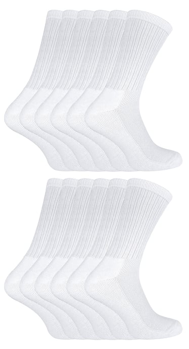 Paquete múltiple de 12 pares de calcetines deportivos de bambú para niños | Sock Snob | Calcetines suaves y transpirables para correr | Calcetines ideales para educación física y deportes - Blanco - Image 1