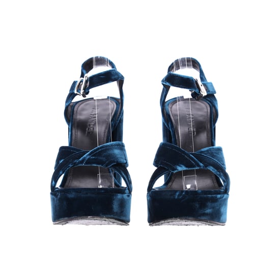 Jil Sander Chunky Sandal Heels in Blue Velvet - Image 6