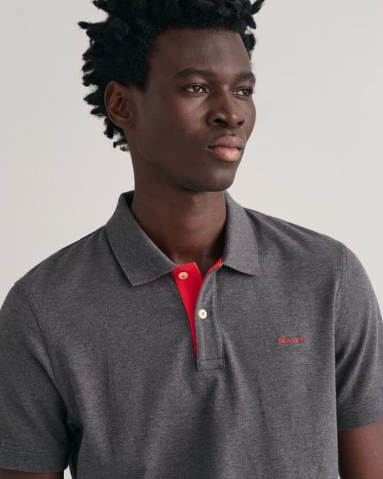 Gant Regular Fit Contrast Pique Rugger Polo Gris - Image 2