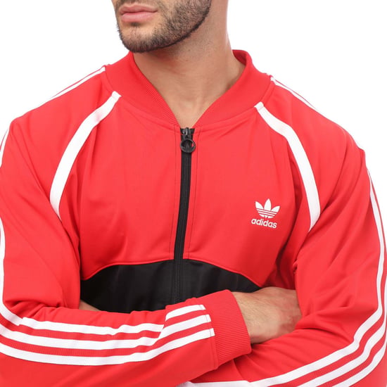 Men's adidas Originals Superstar Track Top in Black Red