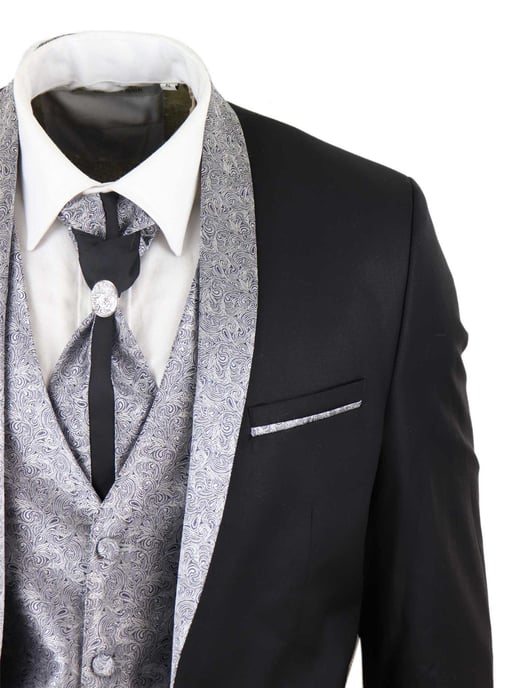 Traje de boda a medida negro de 4 piezas para hombre - Image 4