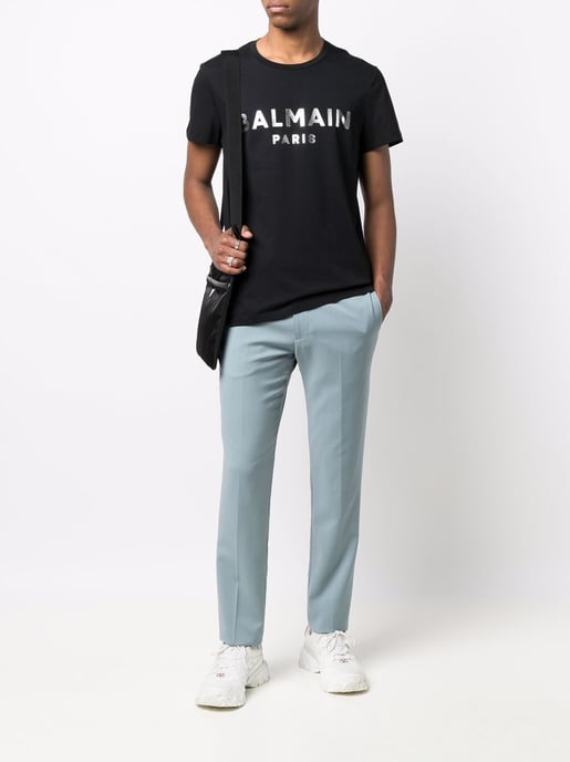 Camiseta negra con logo estampado de Balmain Silver - Image 3