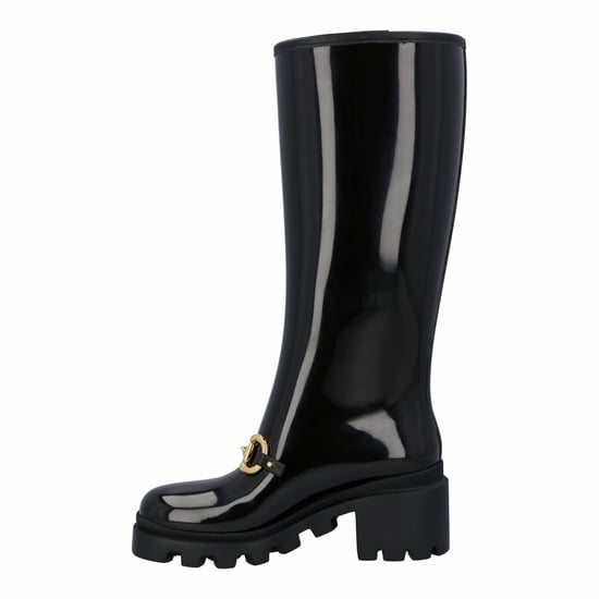 Gucci Women Knee-High Rubber Boot With Horsebit In Black Leather - Image 2