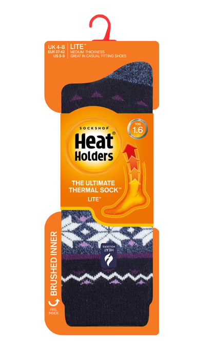 Heat Holders Lite - Calcetines Térmicos Aislantes para Mujer | Múltiples Diseños Incluyendo Rayas Argyle Corazones Estrellas | Calcetines Calientes para Invierno - Denim (Lima) - Image 2