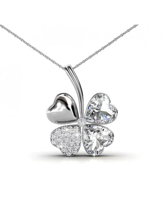 Colgantes de cuatro hojas - Plata y cristal - Image 1