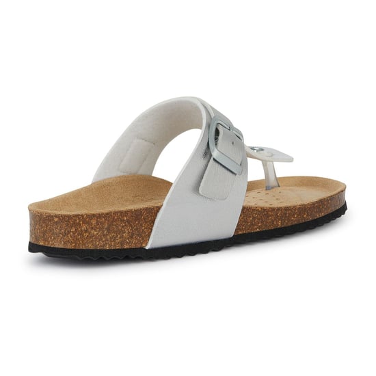 Geox D Brionia Metal Synthetic Polyurethane Women's Silver Sandals - Image 2