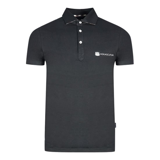 Polo negro con logo en bloque Aldis de Aquascutum - Image 1