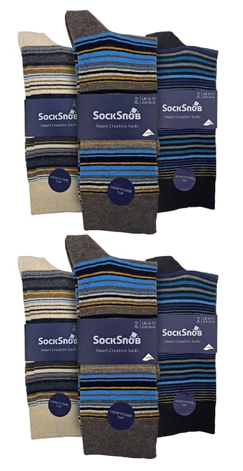 12 Pares Multipack Calcetines de Algodón a Rayas de Colores para Hombre - Bangkok - Image 2