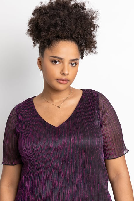 Curve Metallic Plisse Top