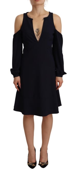 Vestido A-line de mangas largas y hombros descubiertos en negro para mujer Twinset - Image 1