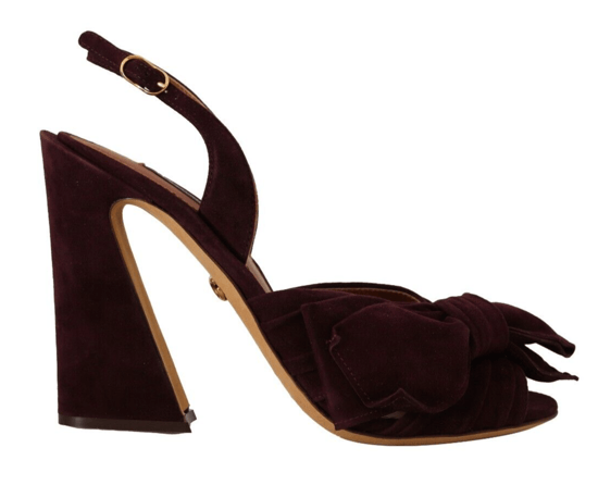 Sandalias de tacón con correa al tobillo de ante púrpura oscuro para mujer de Dolce & Gabbana - Image 1