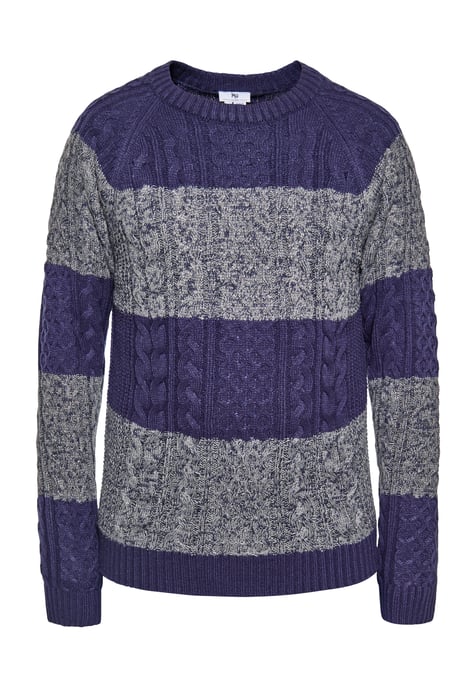 Mo Knitted pullover Men navy grey melange - Image 1