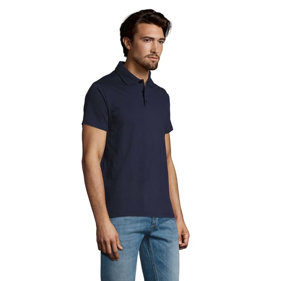 SOLS Mens Prescott Jersey Polo Shirt (French Navy) - Image 3