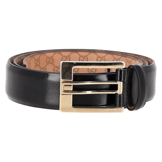 Gucci GG Supreme Square Buckle Belt in Black Leather