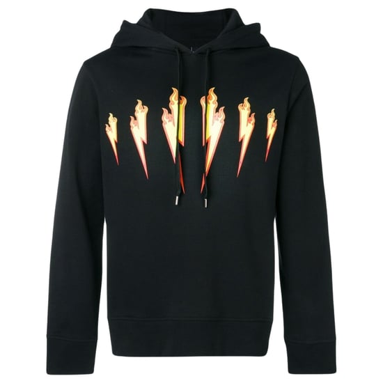 Zwarte hoodie met Neil Barrett Thunder Flame Lightning Bolt-logo - Image 1