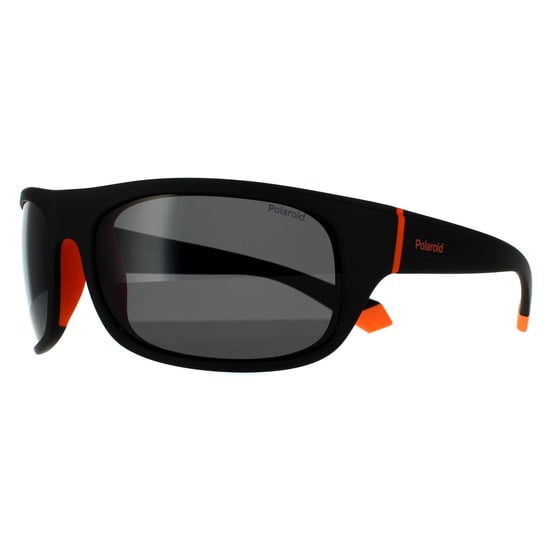 Gafas de sol polarizadas Polaroid Wrap para hombres en negro, naranja y gris - Image 2