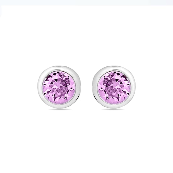 Pendientes Luxenter essential de plata de ley 925 y circonita amatista con acabado en baño de rodio - Image 1