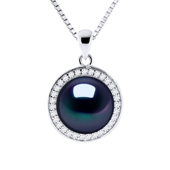 SUN Necklace Freshwater Pearl 9-10 mm Black 925