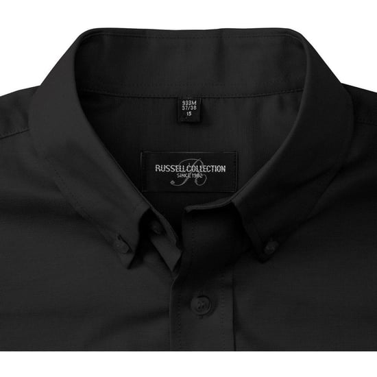 Russell Collection Mens Short Sleeve Easy Care Oxford Shirt (Black) - Image 4