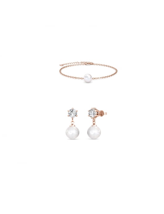Conjunto de perlas de cristal Pauline - Oro rosa y cristal - Image 1