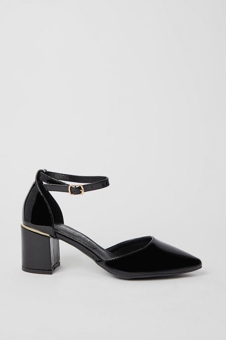 Devonna Pointed Open Mid Block Heel Court Shoes