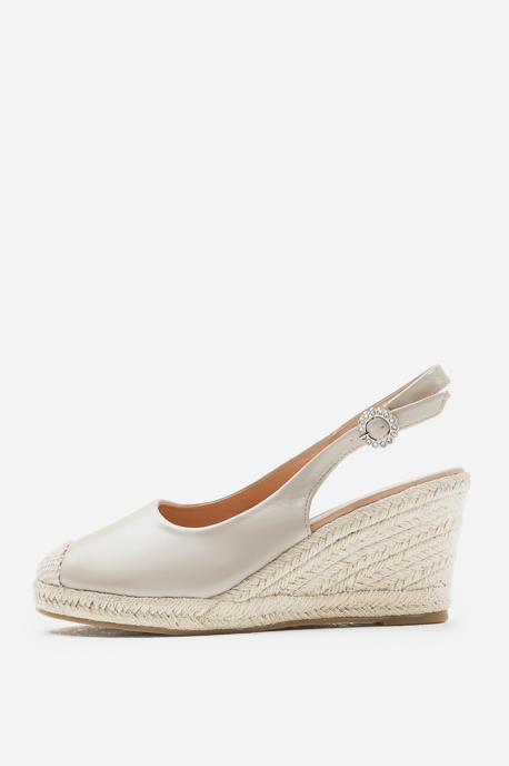 Wheres That From Womens 'Nevada' Slingback With Diamante Flower Buckle Espadrille Wedges