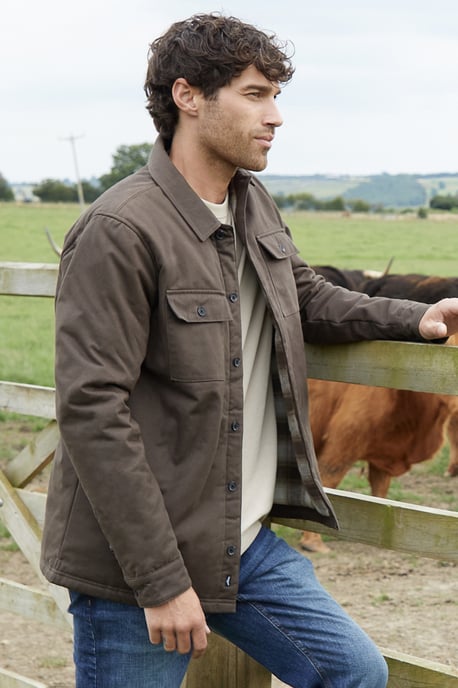 Chocolate 'Grande' Check Lined Cotton Shacket
