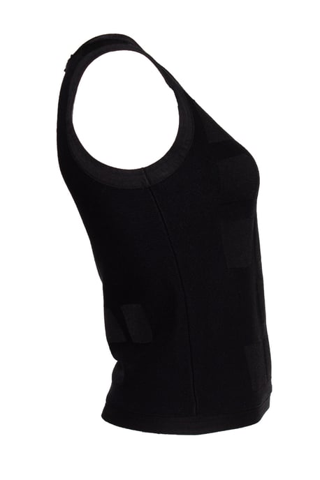 black woven top with structured print - Image 4