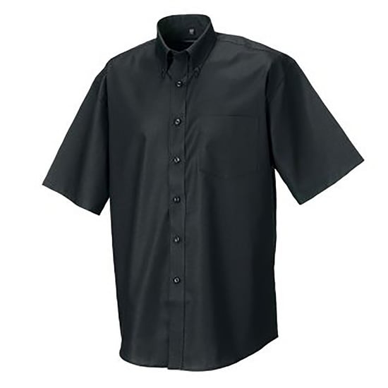 Russell Collection Mens Short Sleeve Easy Care Oxford Shirt (Black) - Image 3