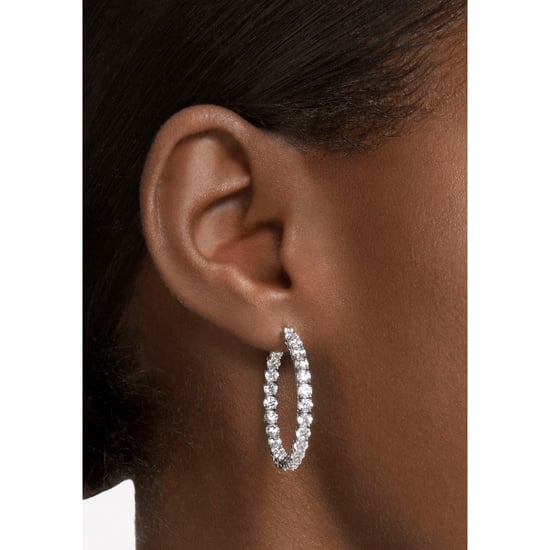 Swarovski 'Matrix' Women's Base Metal Hoop Earrings - Silver 5647715 - Image 6
