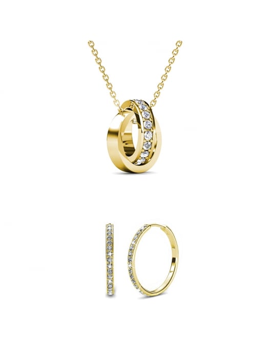 Conjuntos de aros circulares elegantes - Oro y cristal - Image 1
