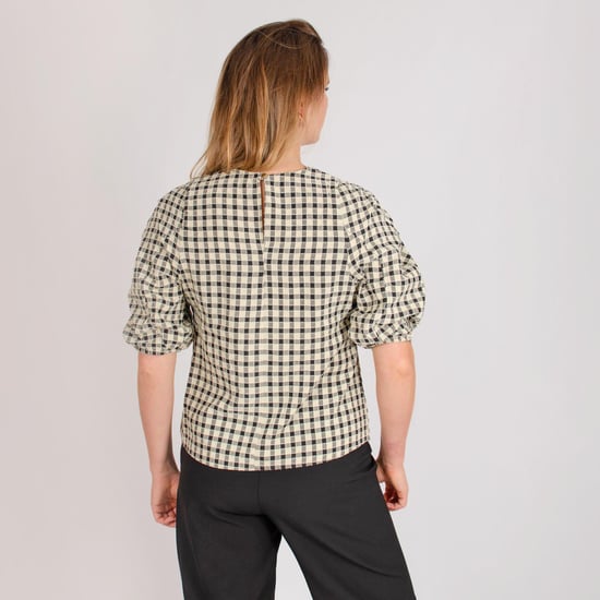Check Puff Sleeve Top