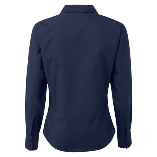Premier Womens/Ladies Poplin Long-Sleeved Blouse (Navy) - Image 2