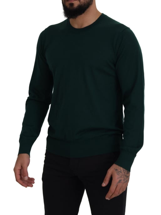 Suéter de hombre de cuello redondo de cashmere verde Dolce & Gabbana - Image 2