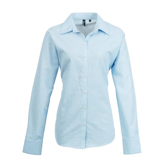 Premier Womens/Ladies Signature Oxford Long Sleeve Work Shirt (Light Blue) - Image 1