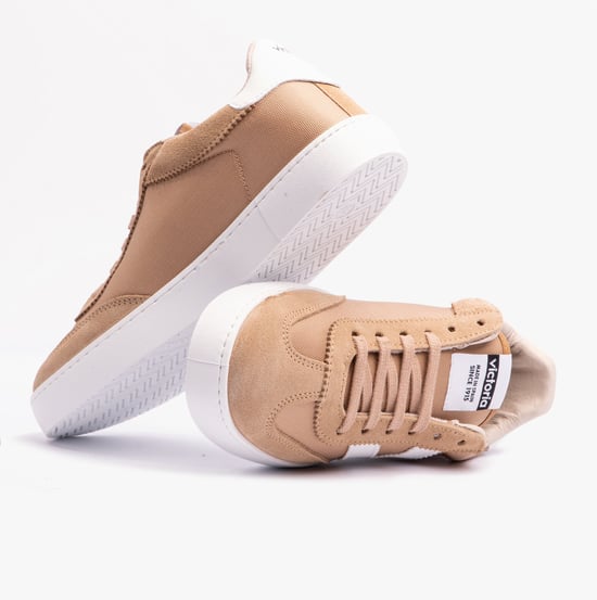 BERLIN SPLIT LEATHER & NYLON Womens Trainers Taupe