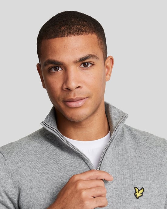 Lyle & Scott Cotton Merino 1/4 Zip Jumper Grey