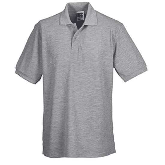 Russell Mens Ripple Collar & Cuff Short Sleeve Polo Shirt (Light Oxford)