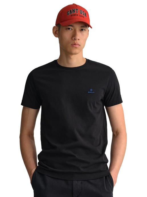 Gant | Camiseta cuello redondo hombre Logo contraste - Negro - Image 1