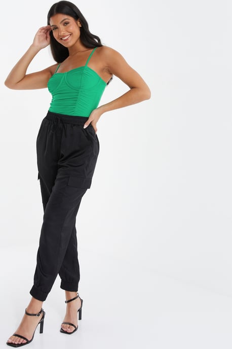 Green Ruched Bodysuit