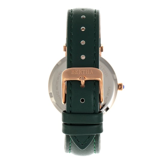 Reloj de banda de cuero Bertha Emily con nácar - Image 2