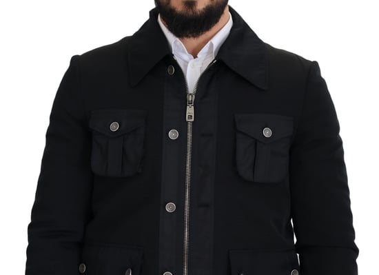 Chaqueta de Hombre de Lana Negra con Cuello y Cierre Completo Dolce & Gabbana - Image 5