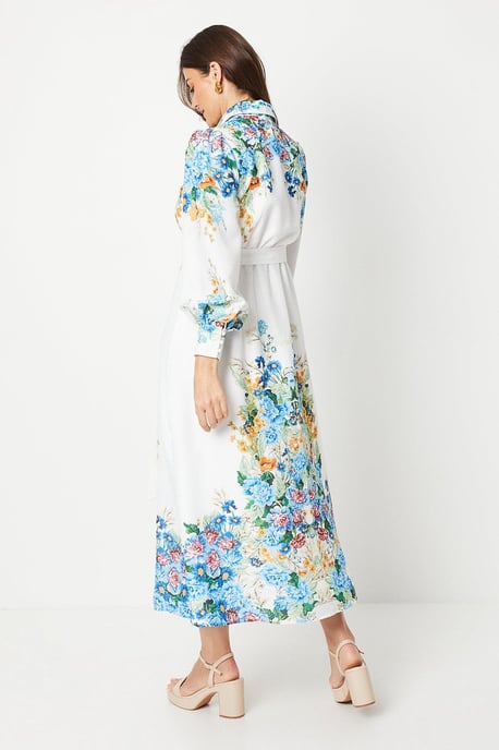 Floral Western Belted Midi Shirt Dress - Image 3