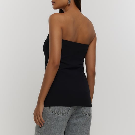 River Island Women Asymmetric Top Black Bandeau