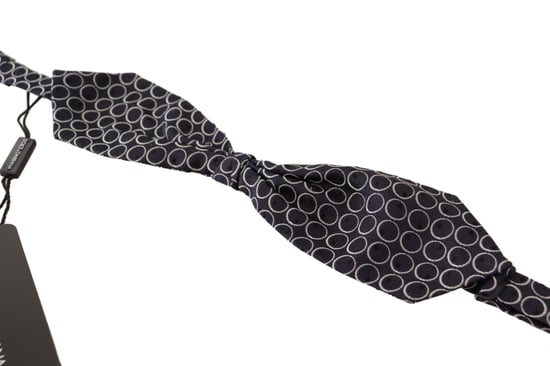 Dolce & Gabbana Black White Round 100% Silk Neck Papillon  Men's Tie