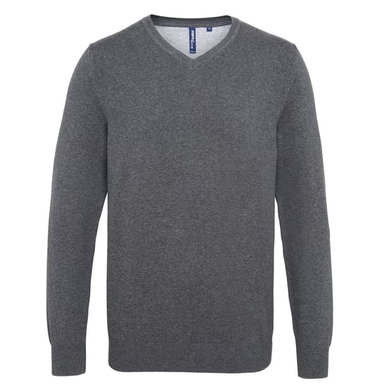 Asquith & Fox Mens Cotton Rich V-Neck Sweater (Charcoal) - Image 1